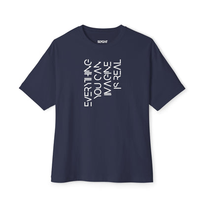 "Imagine More" Oversized Boxy Tee – Where Creativity Meets Comfort -color - Navy - available in USA