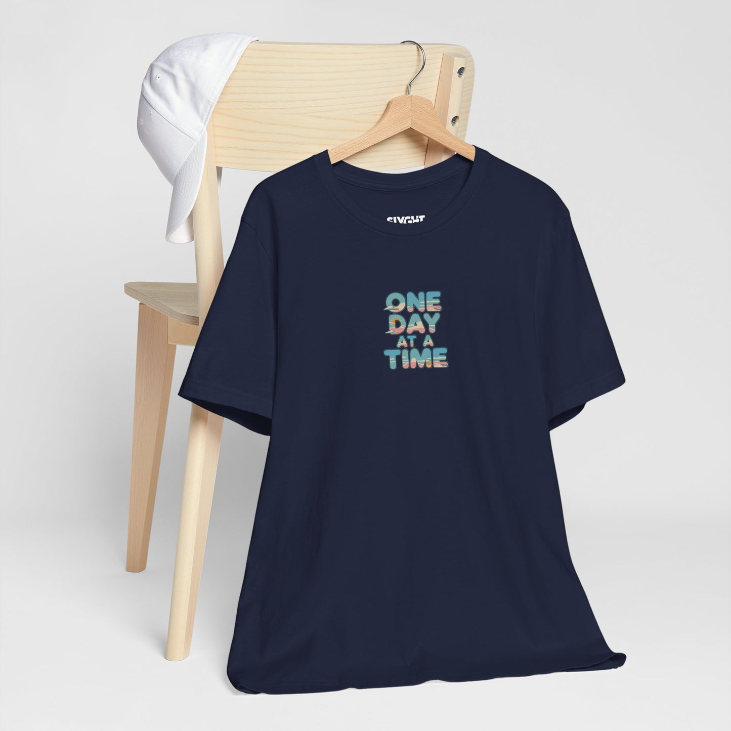 "One Day at a Time" Classic Tee – Your Daily Dose of Calm in Cotton -color - Navy - available in USA