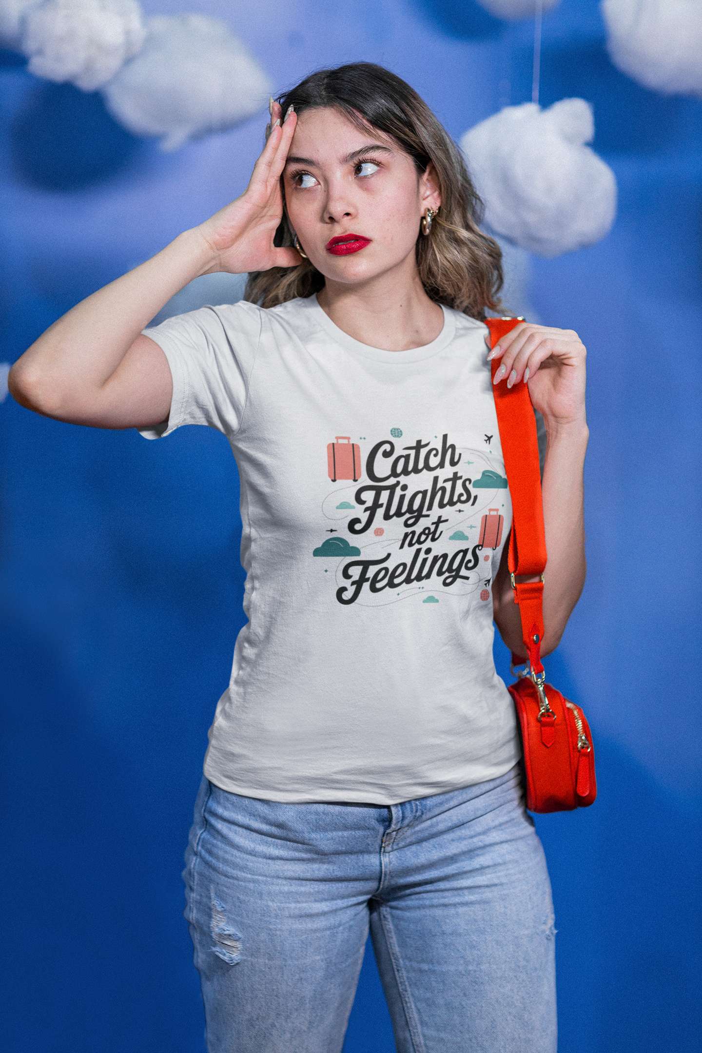 "Catch Flights, Not Feelings" Unisex Tee – For the Jetsetter with a Heart of Steel -color - - available in USA