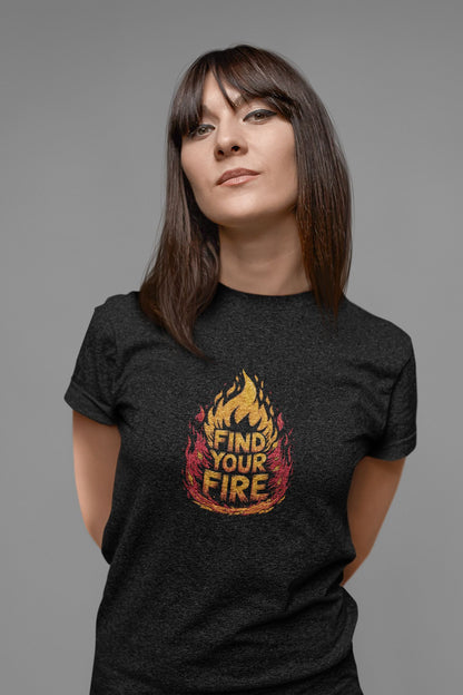 "Find Your Fire" Fiery Graphic Tee – Ignite Your Passion in Style -color - - available in USA