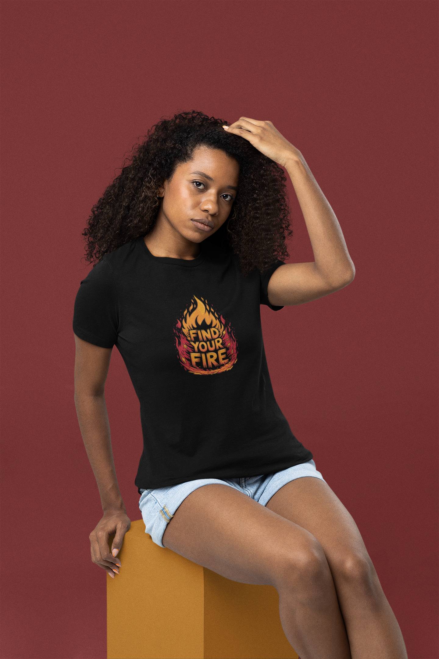 "Find Your Fire" Fiery Graphic Tee – Ignite Your Passion in Style -color - - available in USA