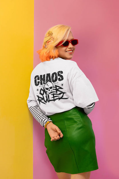"CHAoS Over RULEz" Oversized Boxy Tee – Where Disorder Meets Style -color - - available in USA