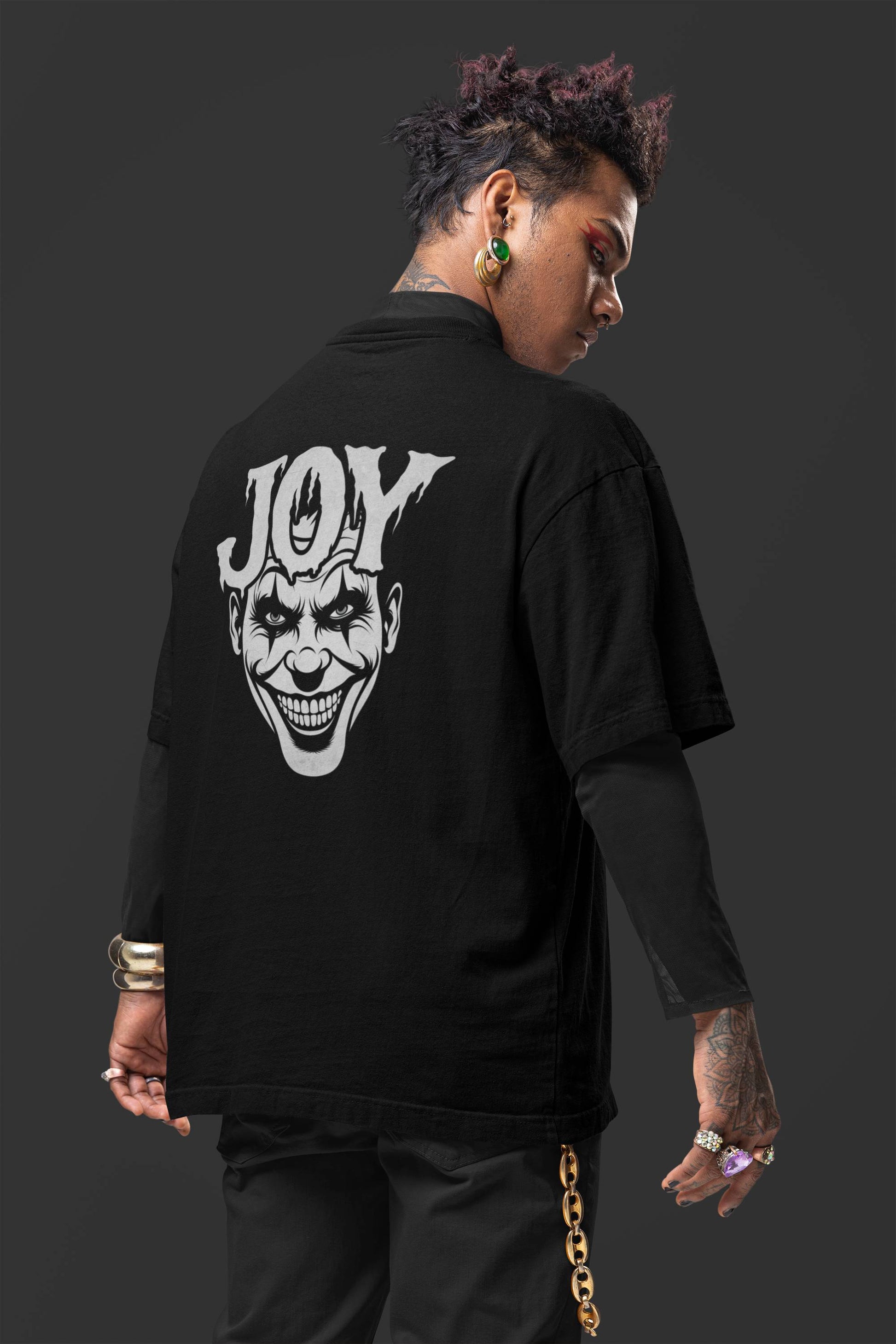 "Twisted Joy" Oversized Boxy Tee – Where Playful Meets Sinister -color - - available in USA