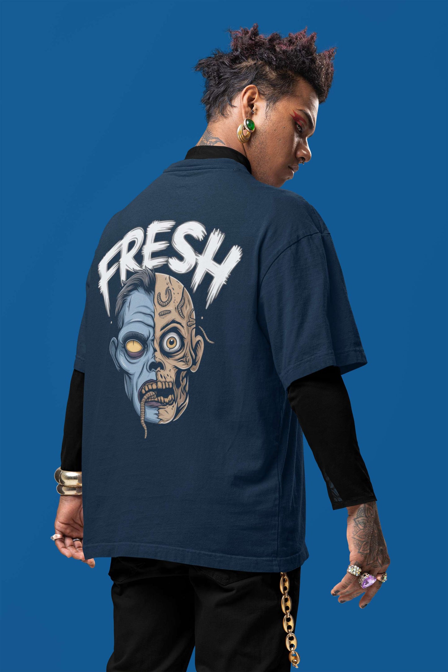 "Freshly Undead" Oversized Boxy Tee – Stay Fresh, Even in the Afterlife -color - - available in USA