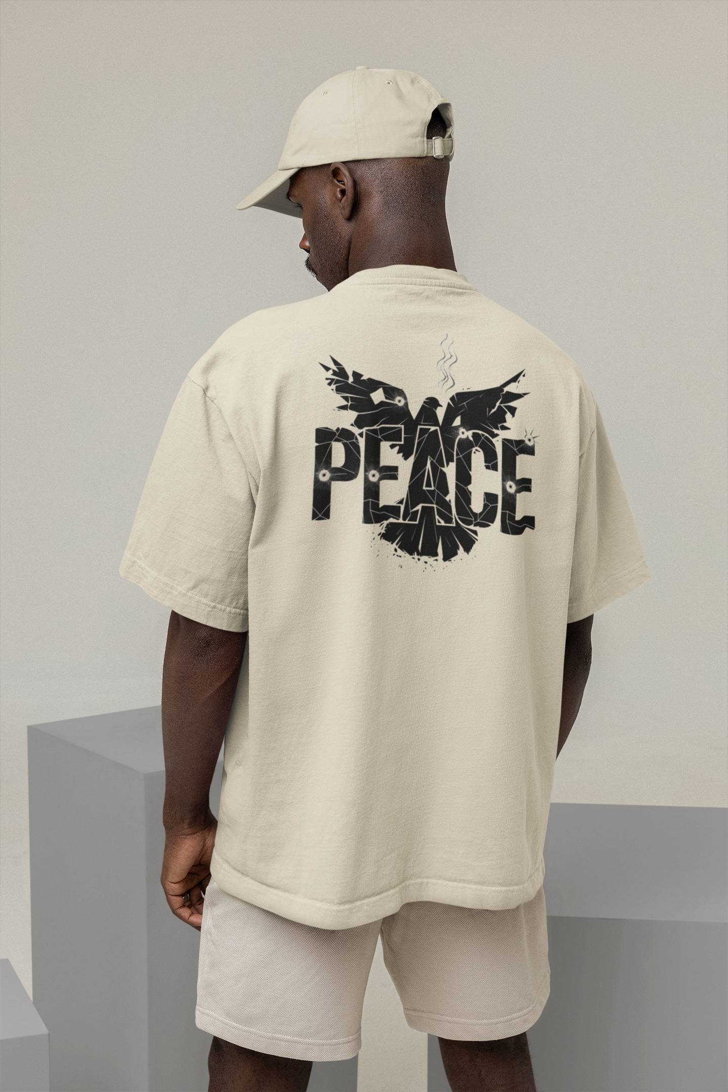 "Shattered Peace" Oversized Boxy Tee – Where Grit Meets Hope -color - - available in USA