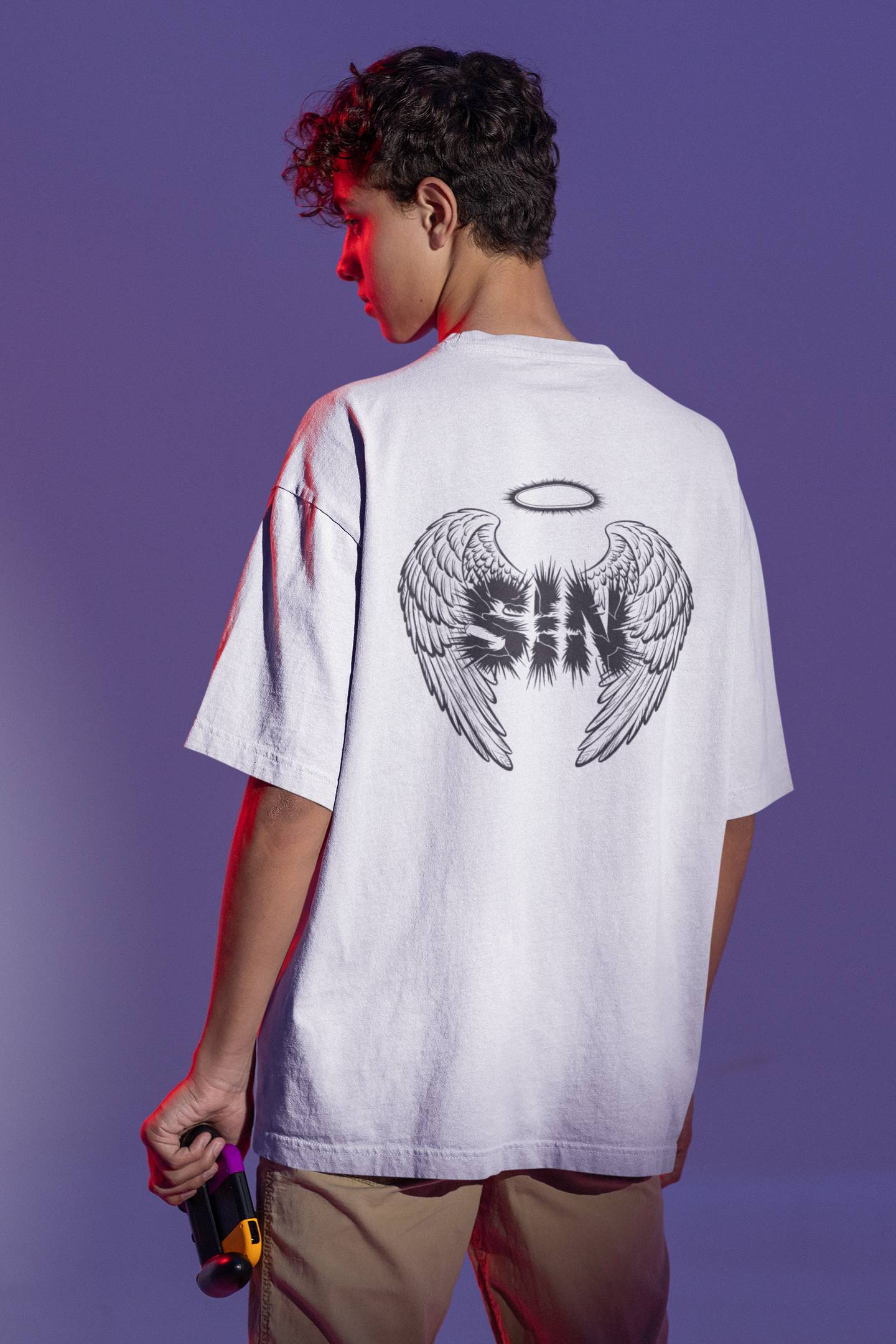 "Sinful Serenity" Oversized Boxy Tee – Where Purity Meets Rebellion -color - - available in USA