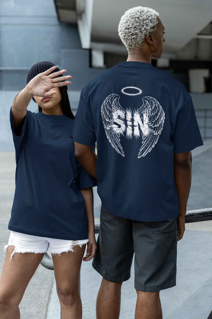 "Sinful Serenity" Oversized Boxy Tee – Where Purity Meets Rebellion -color - - available in USA