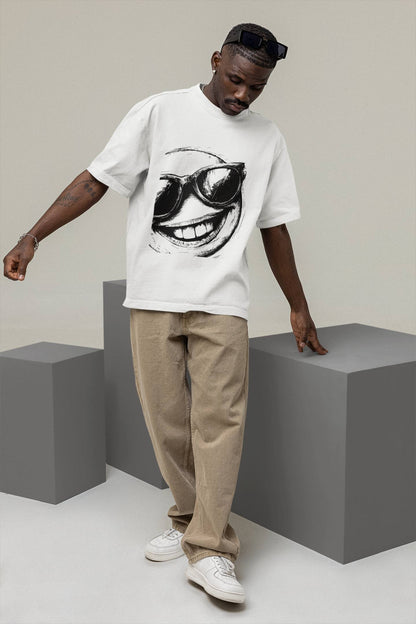 "Shady Smiles" Oversized Boxy Tee – Chill Vibes, Maximum Cool -color - - available in USA