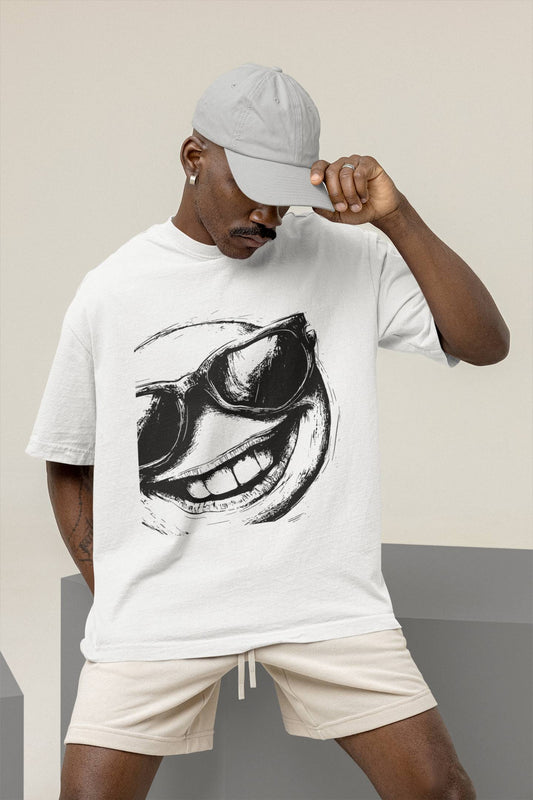 "Shady Smiles" Oversized Boxy Tee – Chill Vibes, Maximum Cool -color - - available in USA